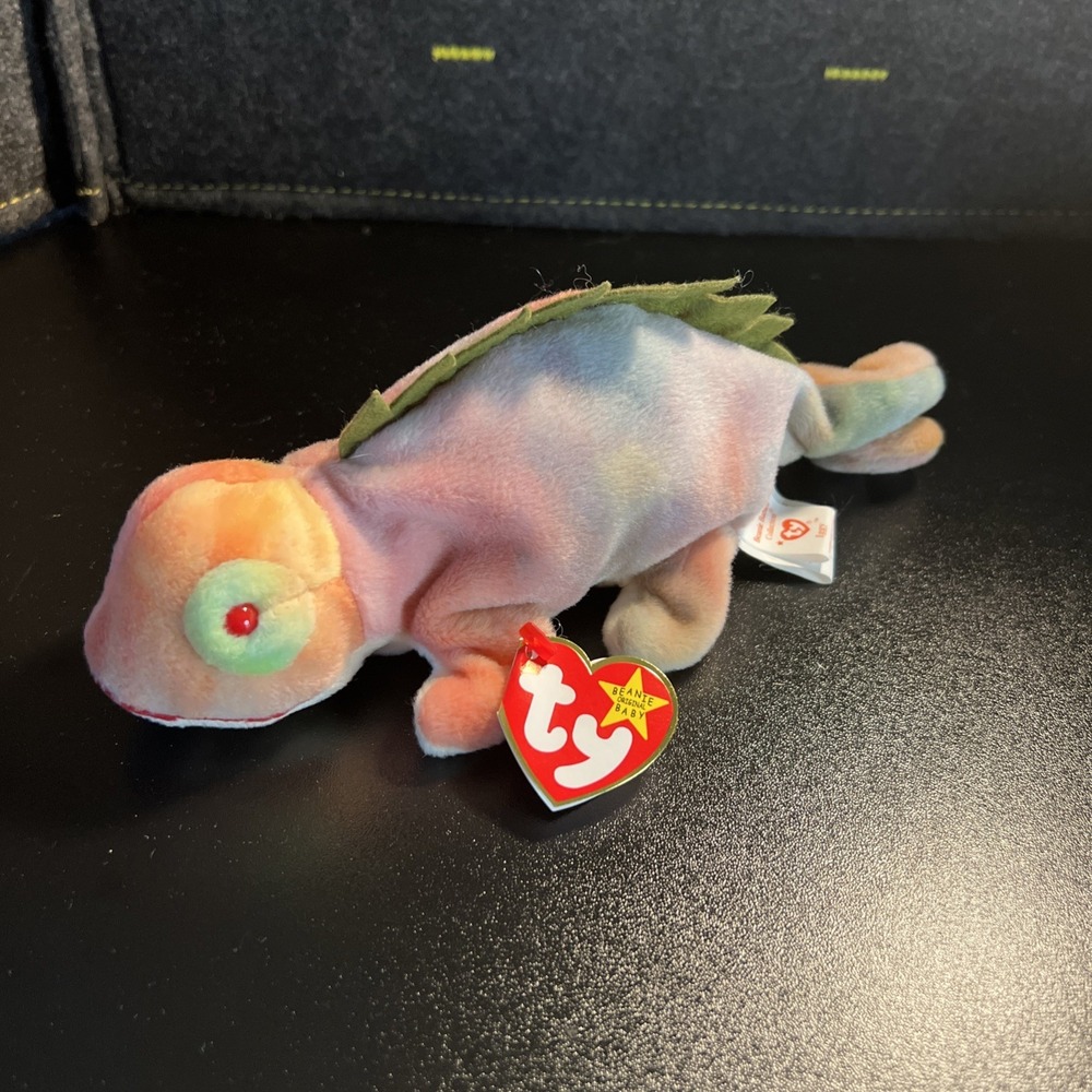 TY Beanie Baby‎ - IGGY the Iguana (tye-dyed w/ spikes) (9.5 inch) - EUC